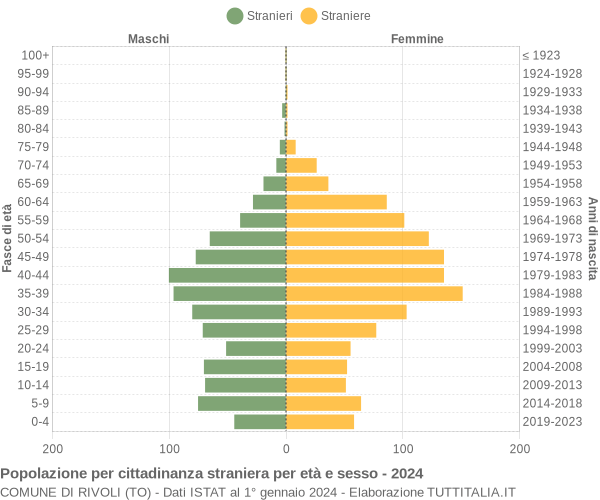 Grafico cittadini stranieri - Rivoli 2024