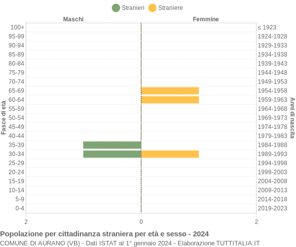 Grafico cittadini stranieri - Aurano 2024