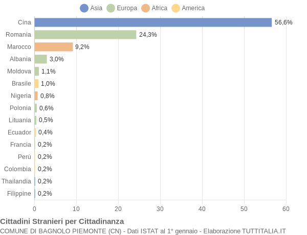 Grafico cittadinanza stranieri - Bagnolo Piemonte 2014