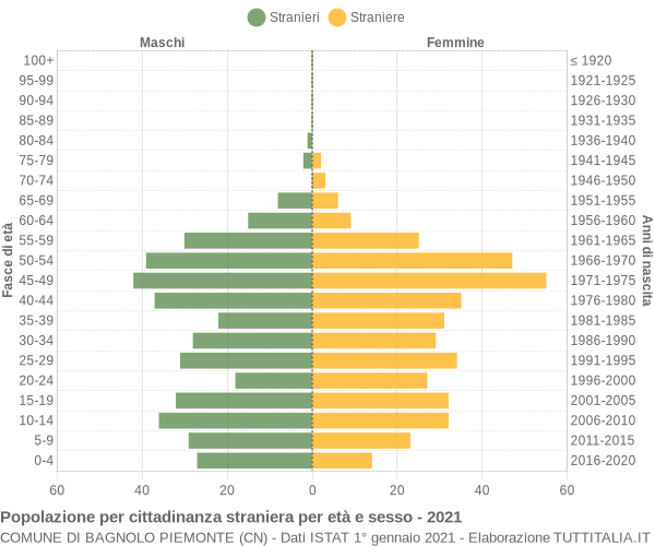 Grafico cittadini stranieri - Bagnolo Piemonte 2021