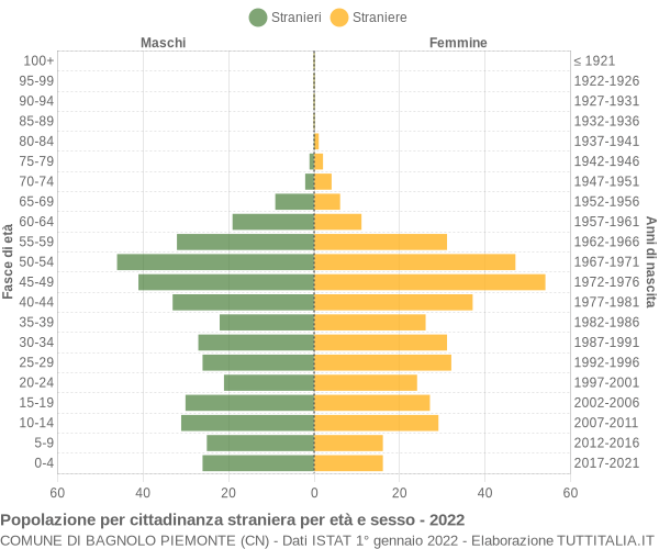 Grafico cittadini stranieri - Bagnolo Piemonte 2022