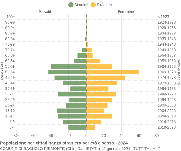 Grafico cittadini stranieri - Bagnolo Piemonte 2024