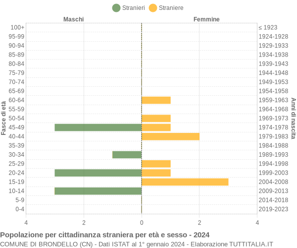 Grafico cittadini stranieri - Brondello 2024