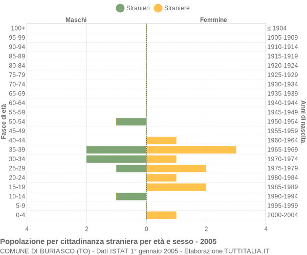 Grafico cittadini stranieri - Buriasco 2005