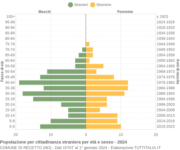 Grafico cittadini stranieri - Recetto 2024