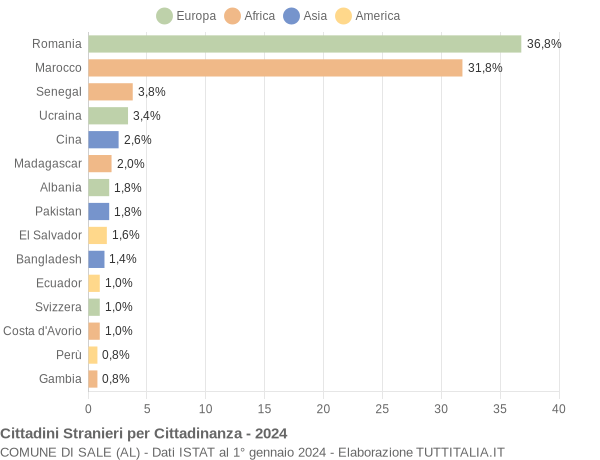 Grafico cittadinanza stranieri - Sale 2024