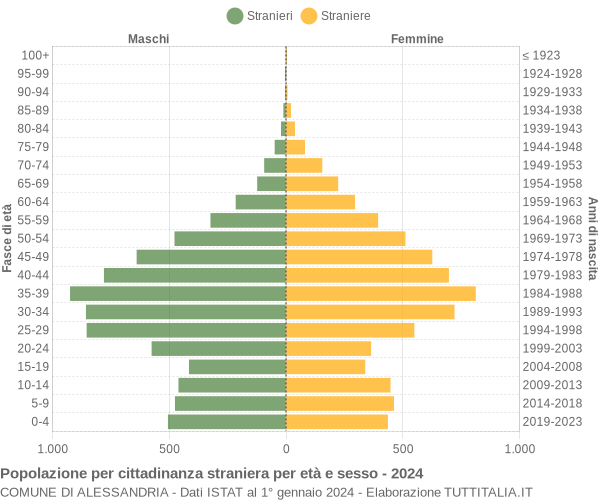 Grafico cittadini stranieri - Alessandria 2024