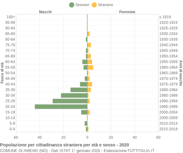 Grafico cittadini stranieri - Ameno 2020