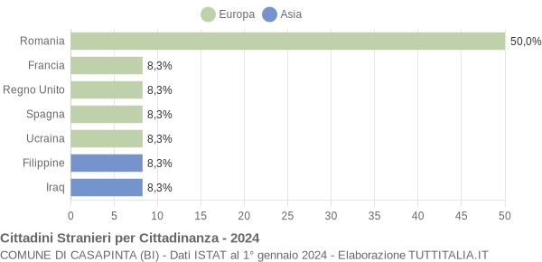 Grafico cittadinanza stranieri - Casapinta 2024