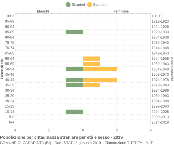 Grafico cittadini stranieri - Casapinta 2019