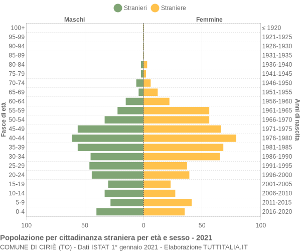 Grafico cittadini stranieri - Ciriè 2021