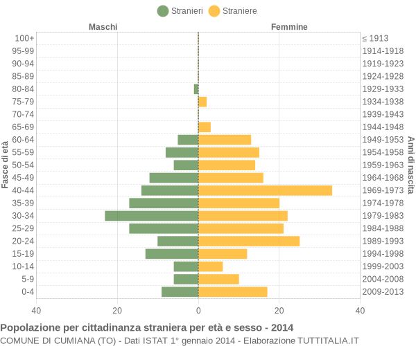 Grafico cittadini stranieri - Cumiana 2014