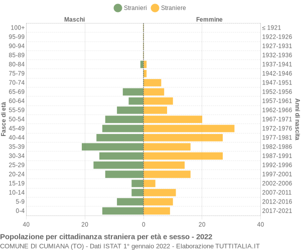 Grafico cittadini stranieri - Cumiana 2022