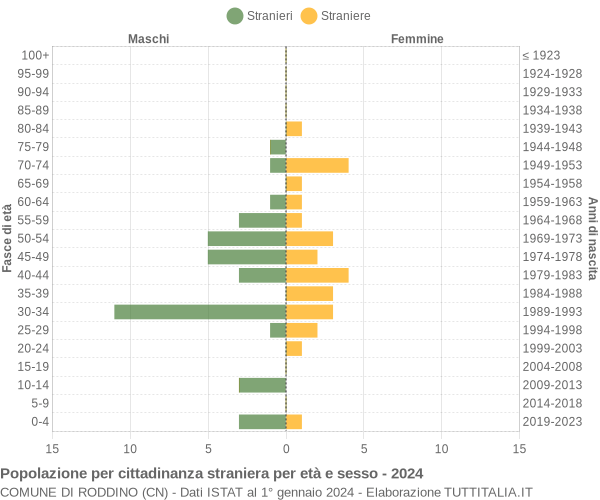 Grafico cittadini stranieri - Roddino 2024