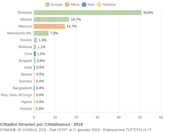 Grafico cittadinanza stranieri - Canale 2019