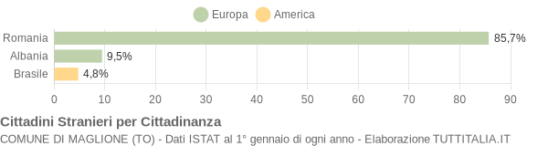 Grafico cittadinanza stranieri - Maglione 2010