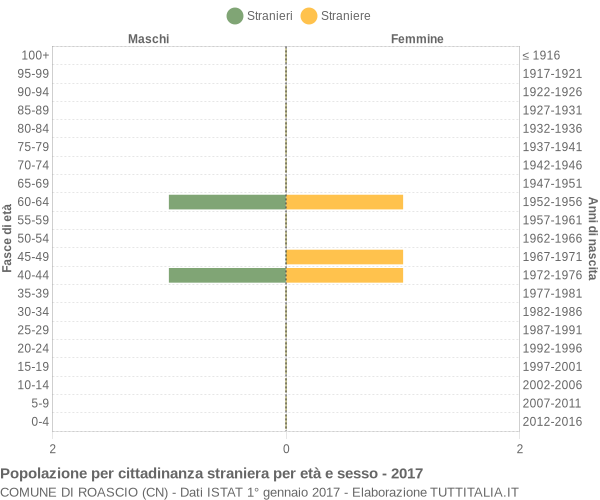 Grafico cittadini stranieri - Roascio 2017