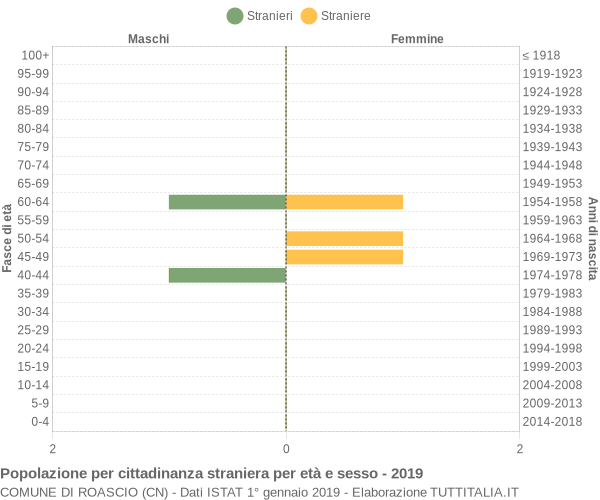 Grafico cittadini stranieri - Roascio 2019