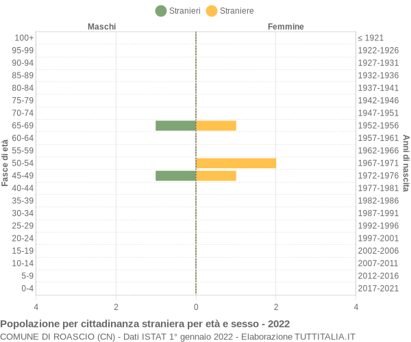 Grafico cittadini stranieri - Roascio 2022