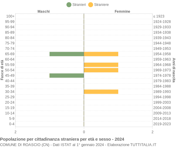 Grafico cittadini stranieri - Roascio 2024