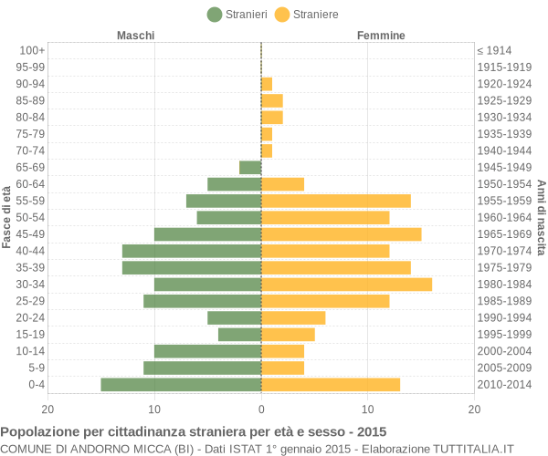 Grafico cittadini stranieri - Andorno Micca 2015