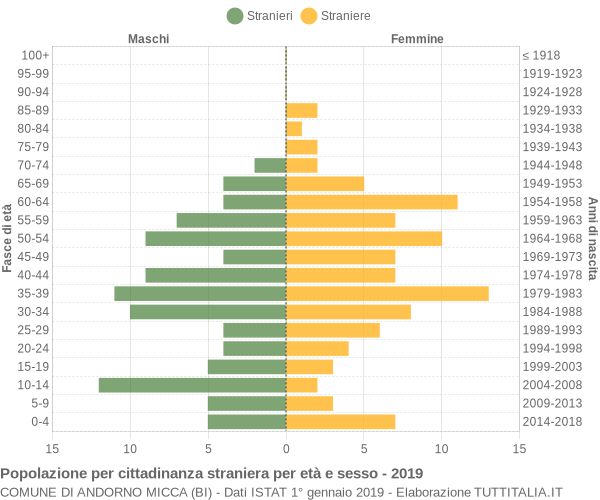 Grafico cittadini stranieri - Andorno Micca 2019