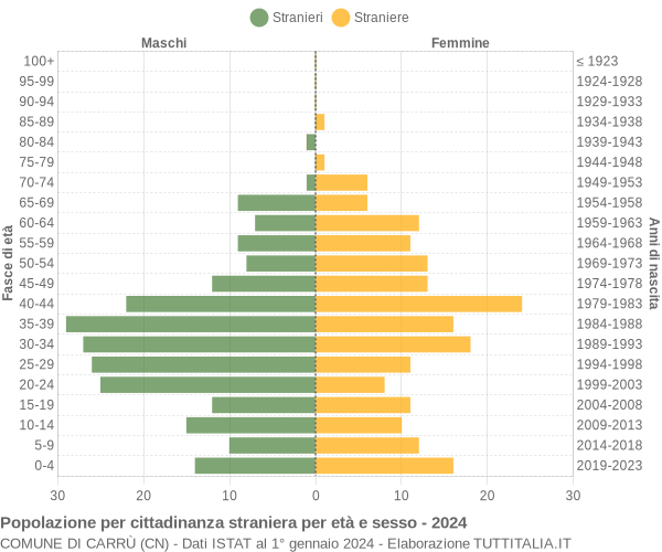 Grafico cittadini stranieri - Carrù 2024