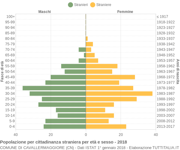 Grafico cittadini stranieri - Cavallermaggiore 2018