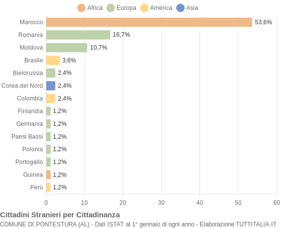 Grafico cittadinanza stranieri - Pontestura 2015