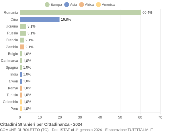 Grafico cittadinanza stranieri - Roletto 2024