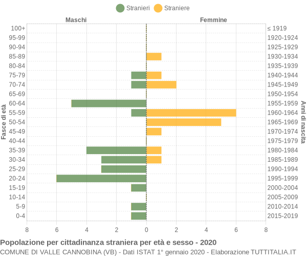 Grafico cittadini stranieri - Valle Cannobina 2020