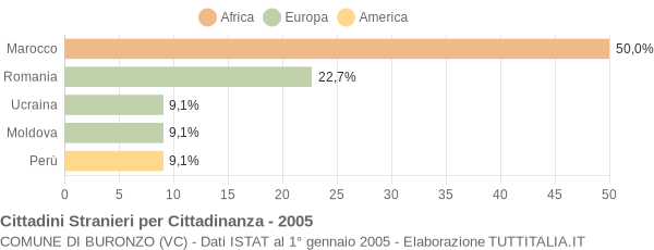 Grafico cittadinanza stranieri - Buronzo 2005