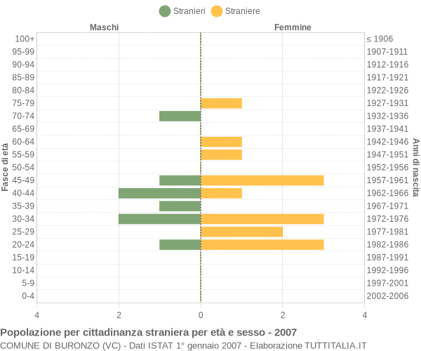Grafico cittadini stranieri - Buronzo 2007