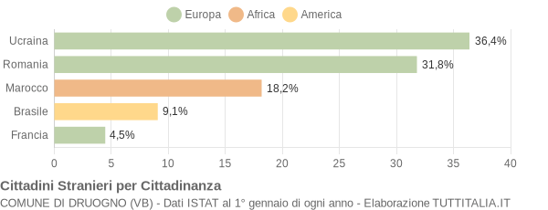 Grafico cittadinanza stranieri - Druogno 2008