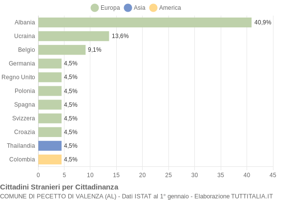 Grafico cittadinanza stranieri - Pecetto di Valenza 2010