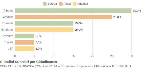 Grafico cittadinanza stranieri - Gambasca 2013