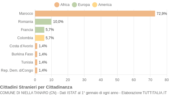 Grafico cittadinanza stranieri - Niella Tanaro 2007