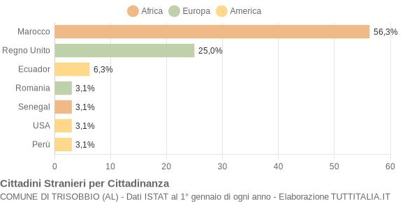 Grafico cittadinanza stranieri - Trisobbio 2006