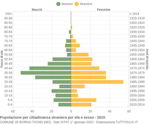 Grafico cittadini stranieri - Borgo Ticino 2015