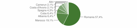 Grafico cittadinanza stranieri - Monteu da Po 2010