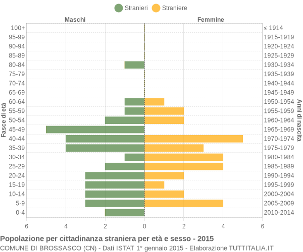 Grafico cittadini stranieri - Brossasco 2015