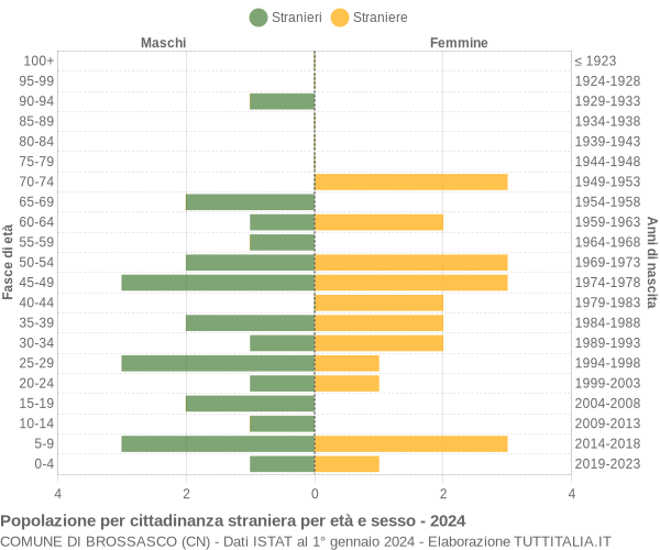 Grafico cittadini stranieri - Brossasco 2024