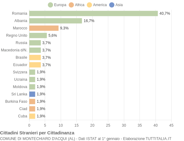 Grafico cittadinanza stranieri - Montechiaro d'Acqui 2013