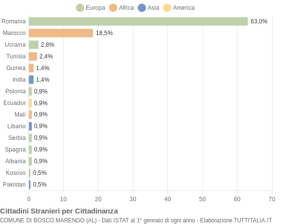 Grafico cittadinanza stranieri - Bosco Marengo 2020