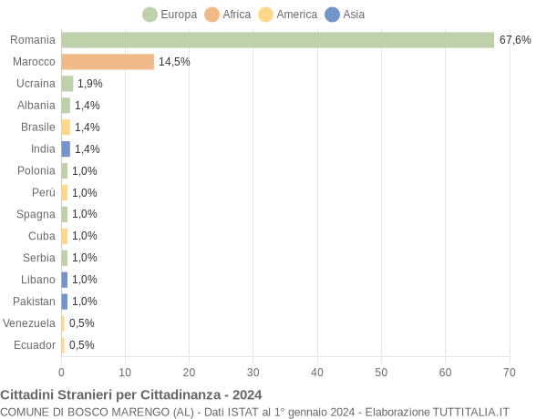 Grafico cittadinanza stranieri - Bosco Marengo 2024