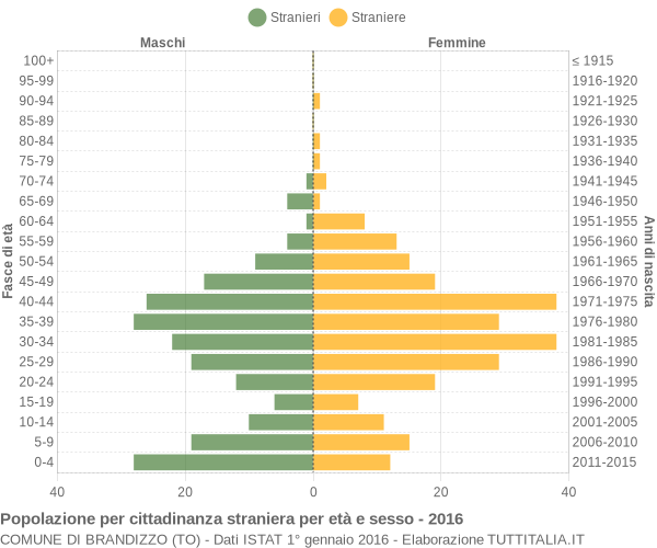 Grafico cittadini stranieri - Brandizzo 2016