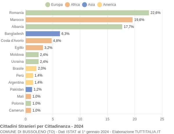 Grafico cittadinanza stranieri - Bussoleno 2024