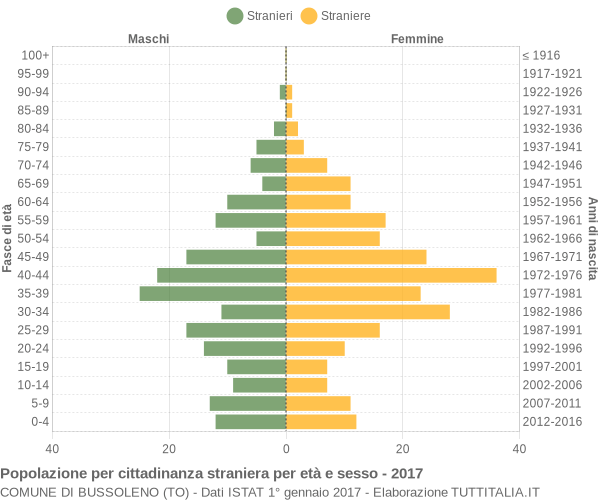 Grafico cittadini stranieri - Bussoleno 2017