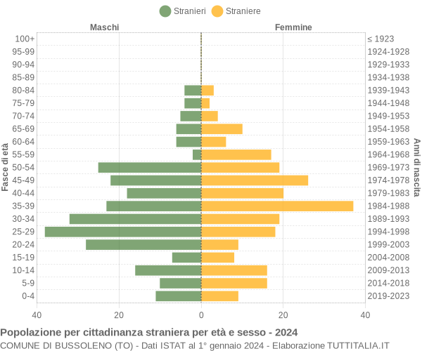 Grafico cittadini stranieri - Bussoleno 2024