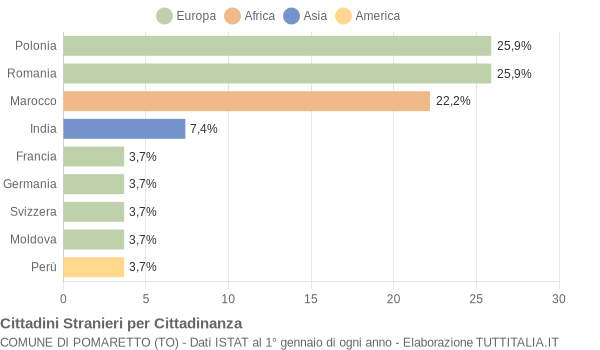 Grafico cittadinanza stranieri - Pomaretto 2007